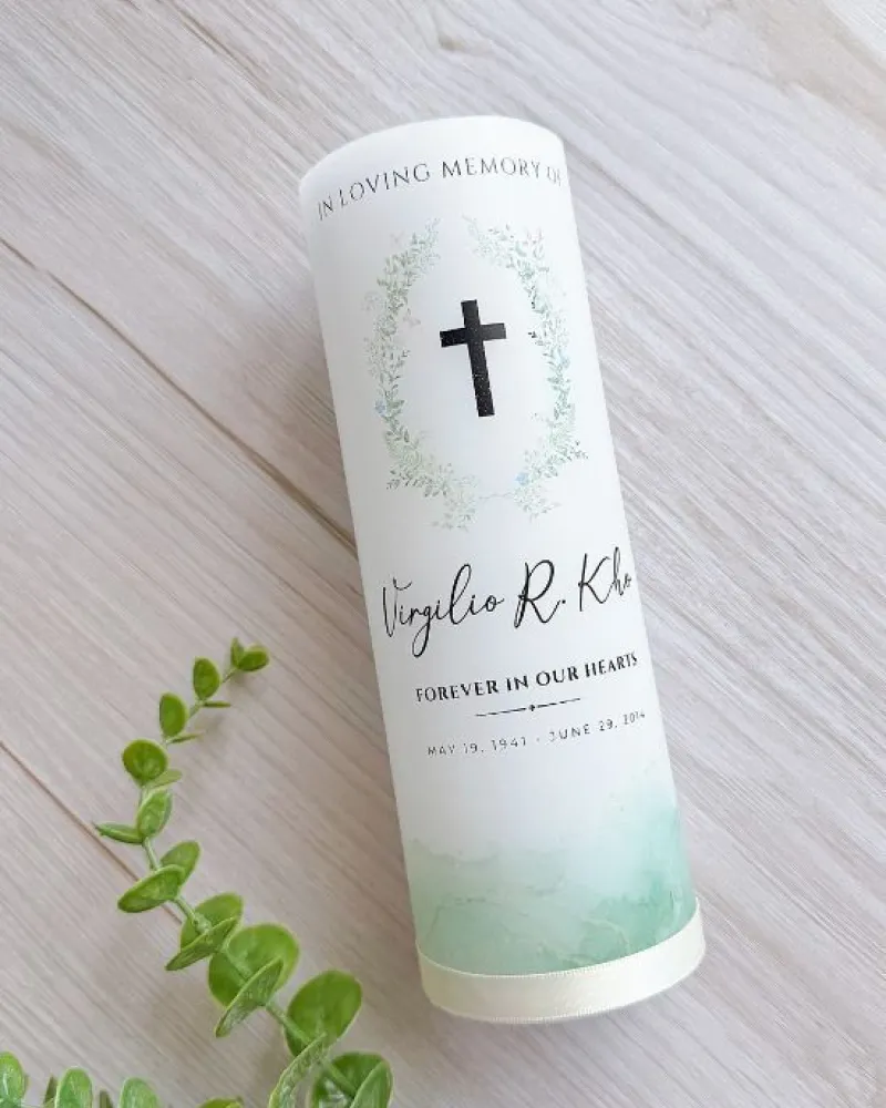 Green Floral Memorial Candle