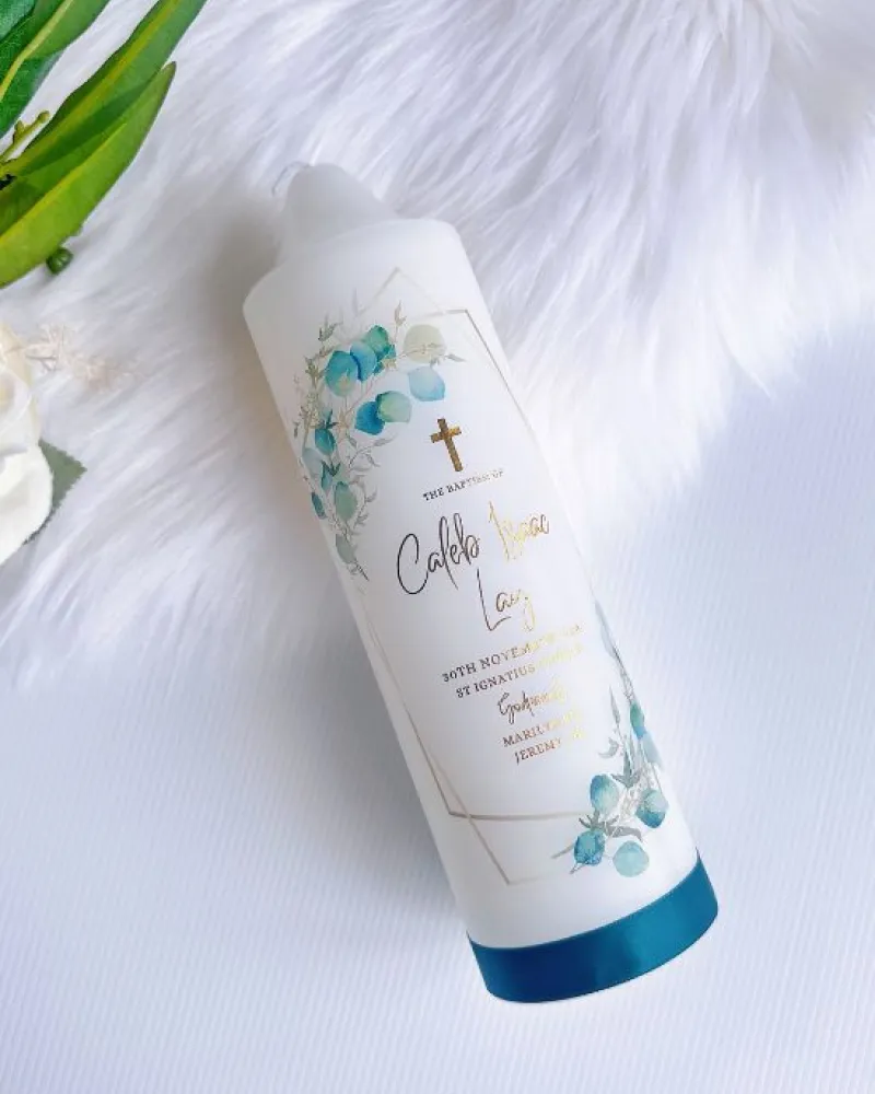 Green Leaf Baptism Candle