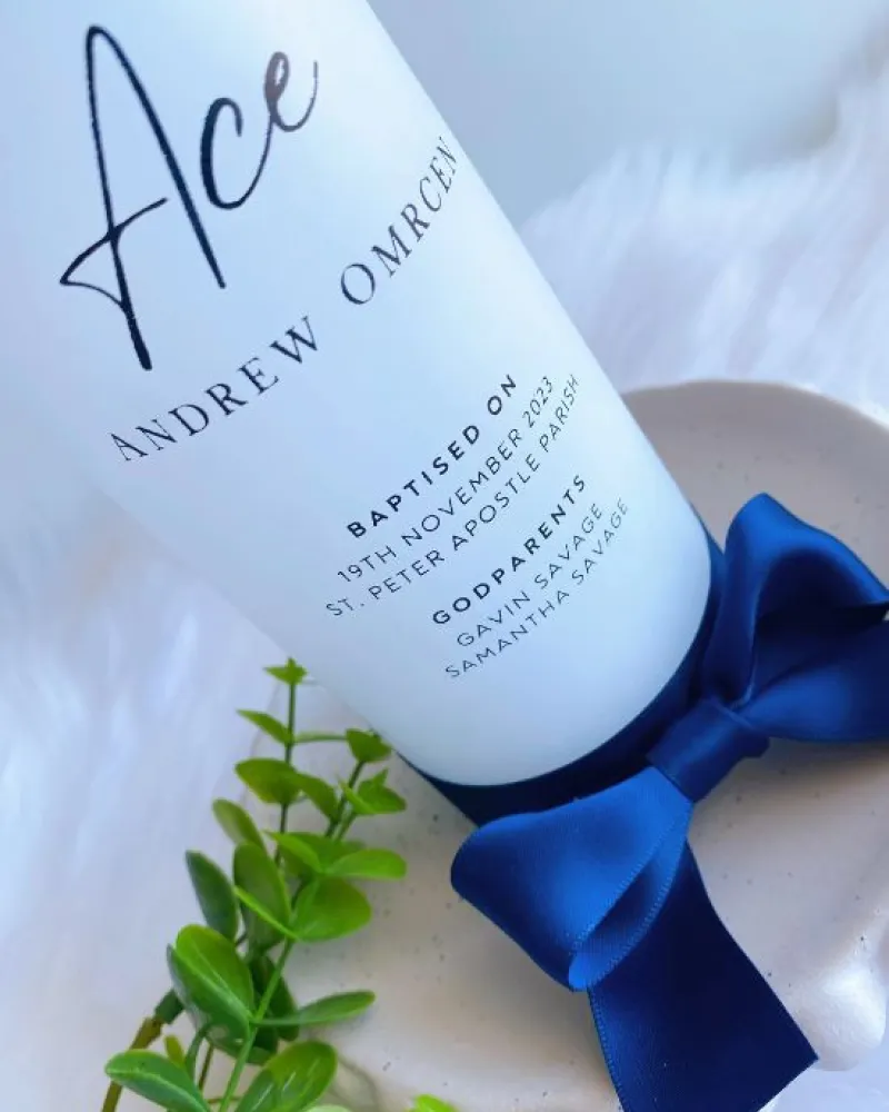 Minimalist Baptism Candle | Ace