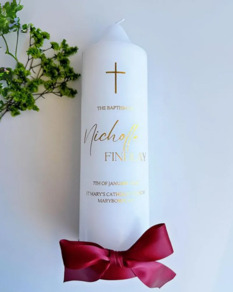 Classic Baptism Candle | Nicholle - Image 1