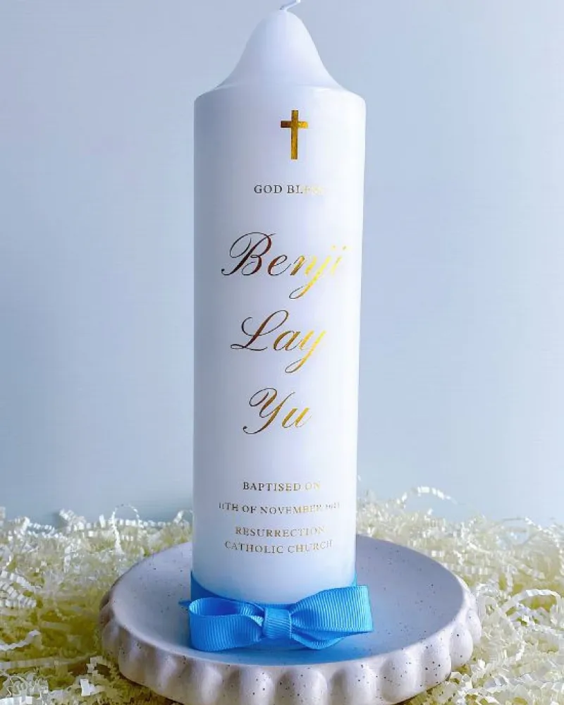 Minimalist Baptism Candle | Benjie