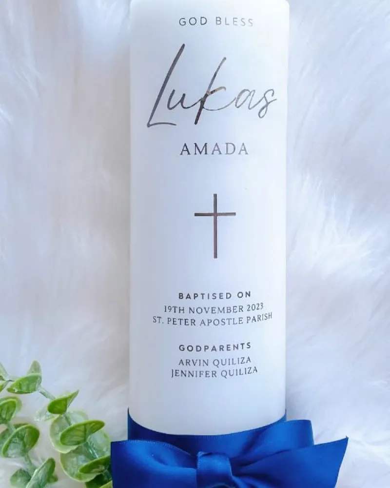 Minimalist Baptism Candle | Lukas