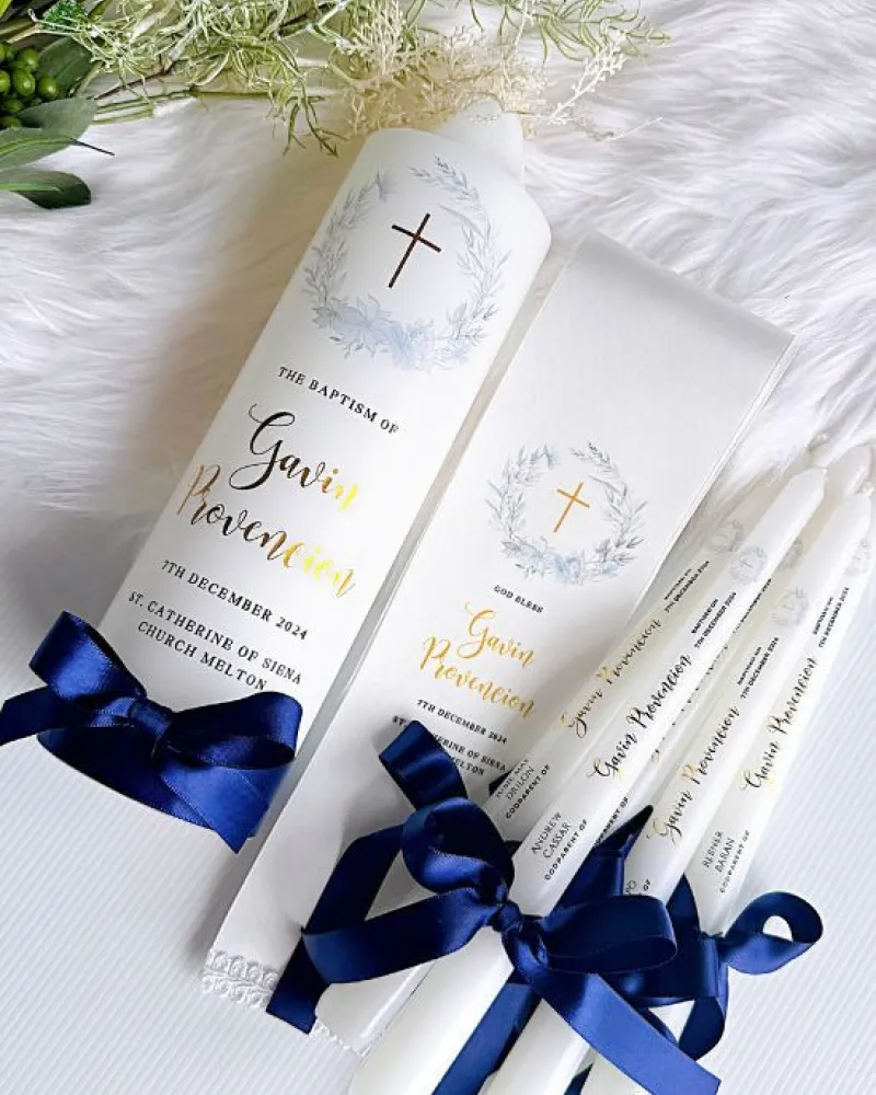 Navy Blue Stole Taper Set - Image 1