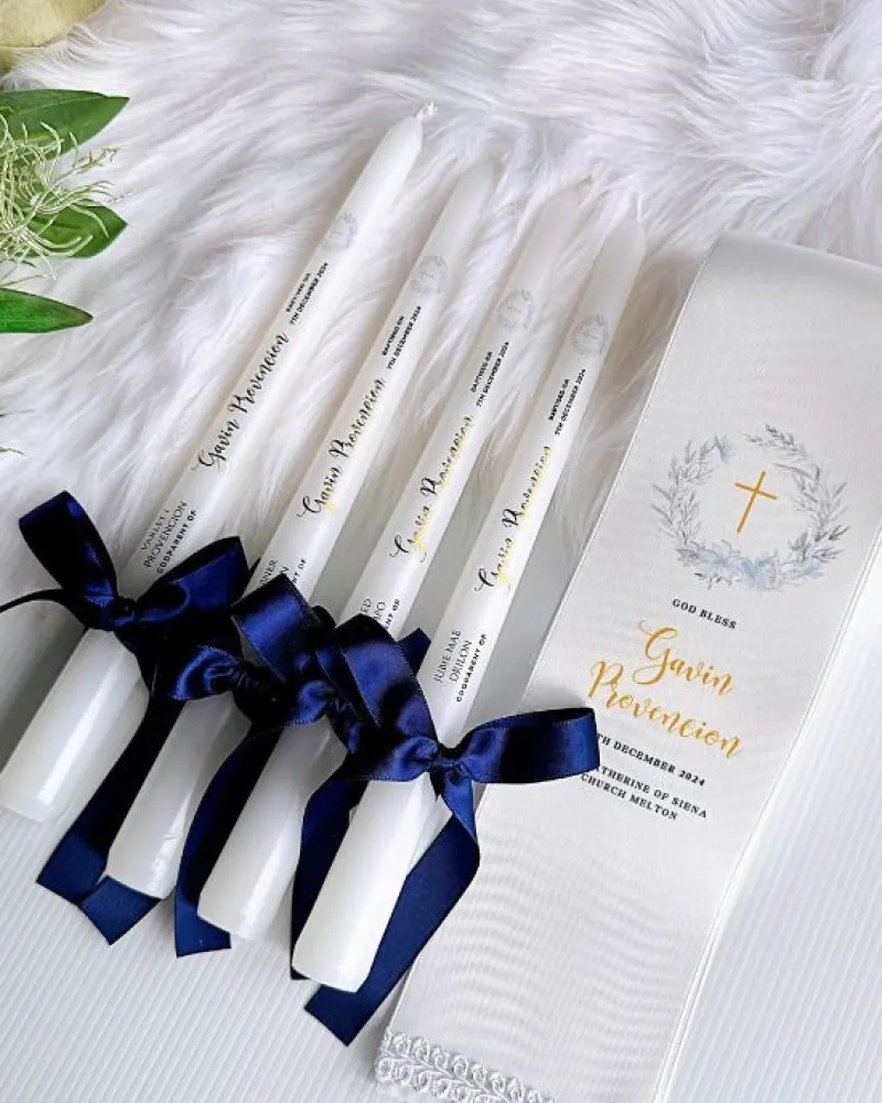 Navy Blue Stole Taper Set - Image 2