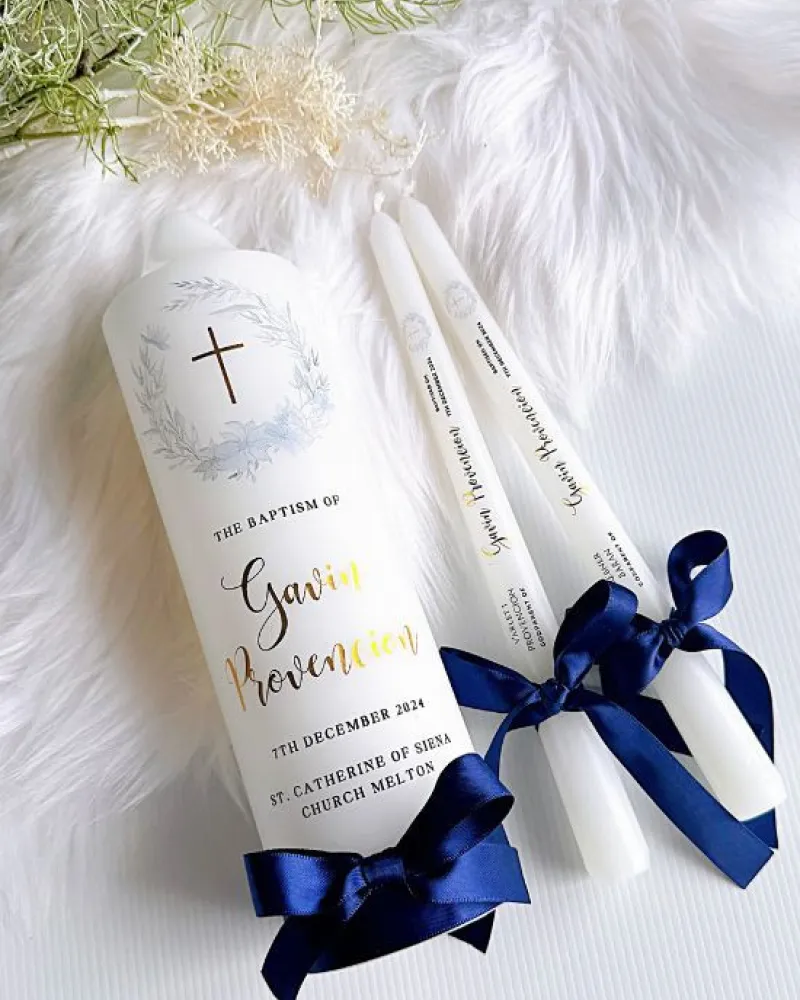 Navy Blue Stole Taper Set - Image 3