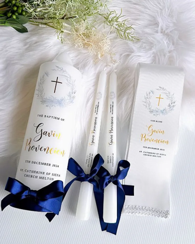 Navy Blue Stole Taper Set