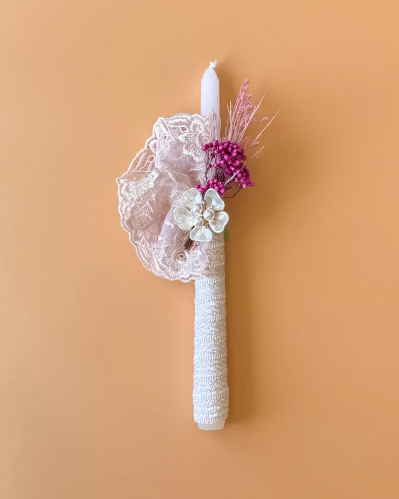 Pink Lace Easter Candle