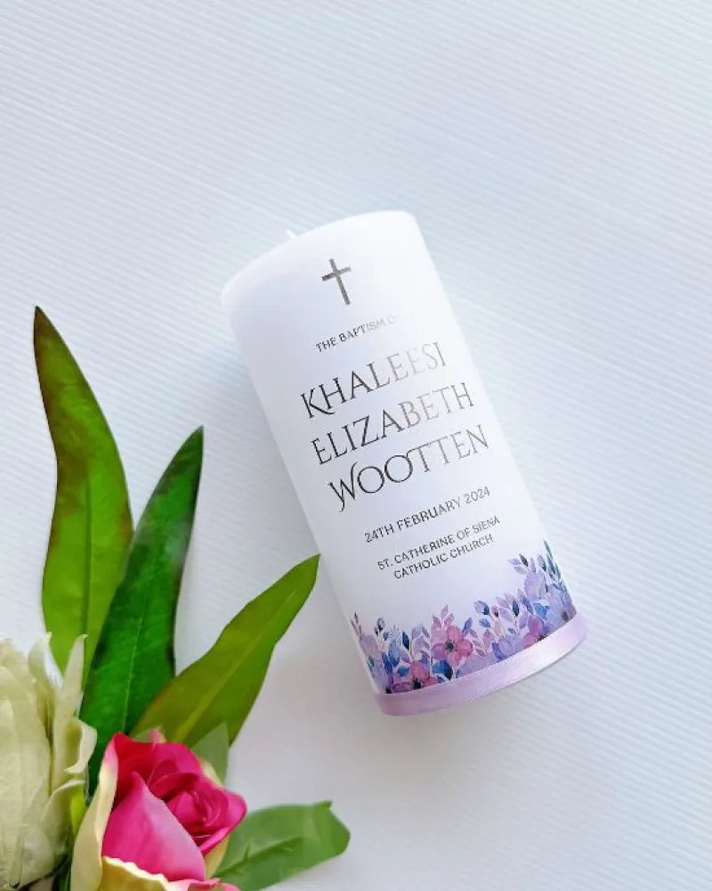 Violet Baptism Candle | Khaleesi