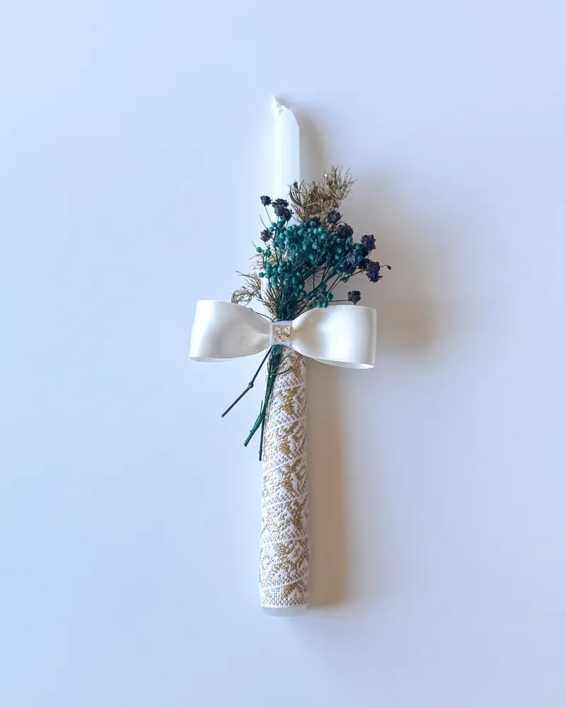 White Green Easter Candle