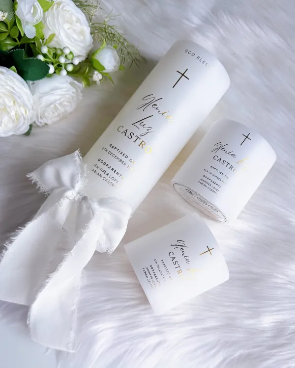 Beautiful White Baptism Candle