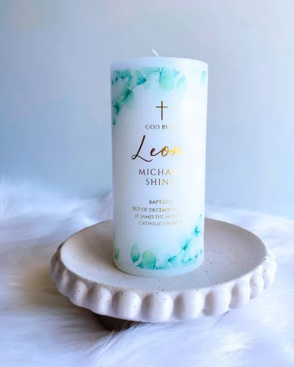 Eucalyptus Baptism Candle | Leon