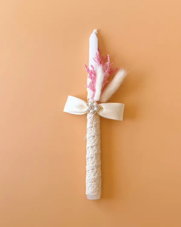 Ivory Pink Easter Candle