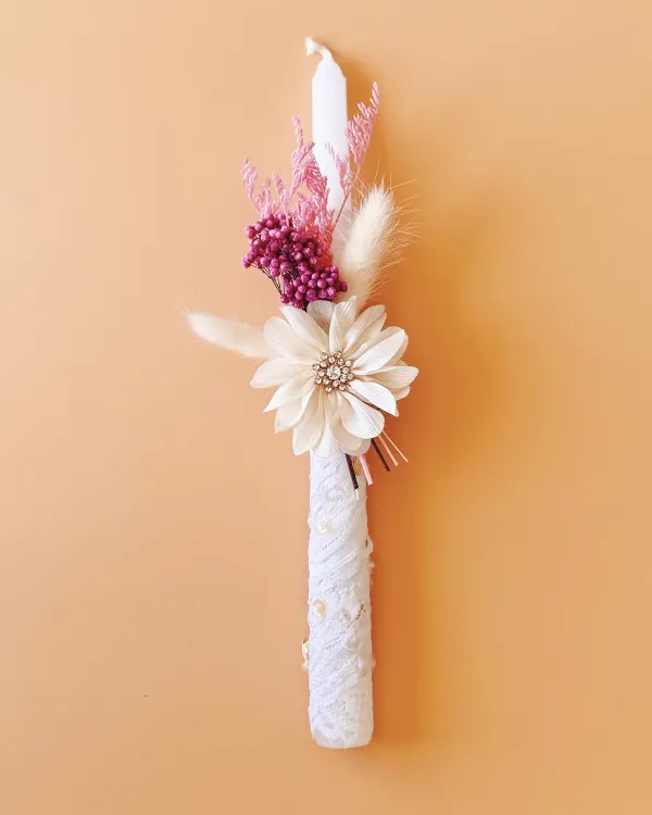 Pink Flower Candle | Fiona