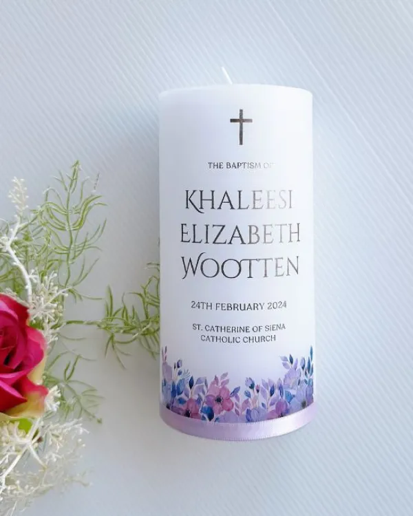 Violet Baptism Candle | Khaleesi